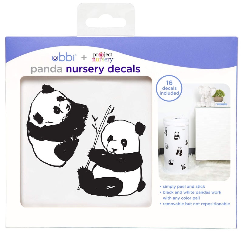 Ubbi Panda Peel and Stick Decal Stickers, Decorative Sticker for Diaper Pail or Baby Nursery - Image 2
